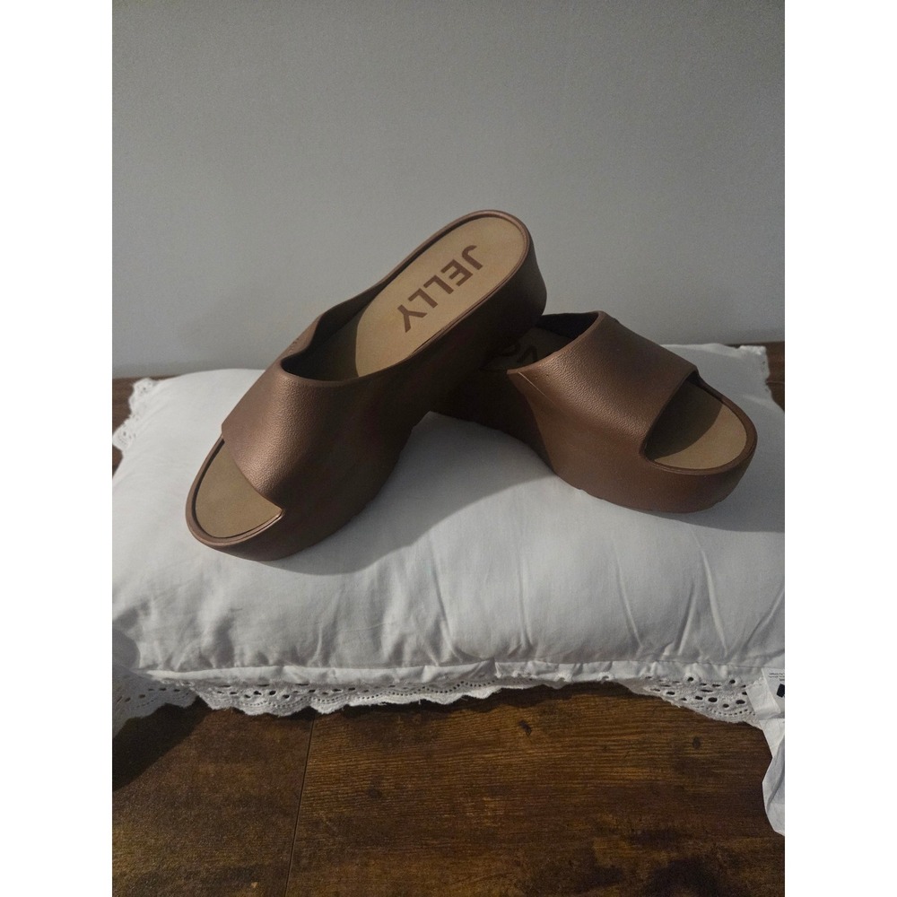 Lemon Jelly Sunny Metallic Copper Brown Platform Slide Sandals Women Size 40